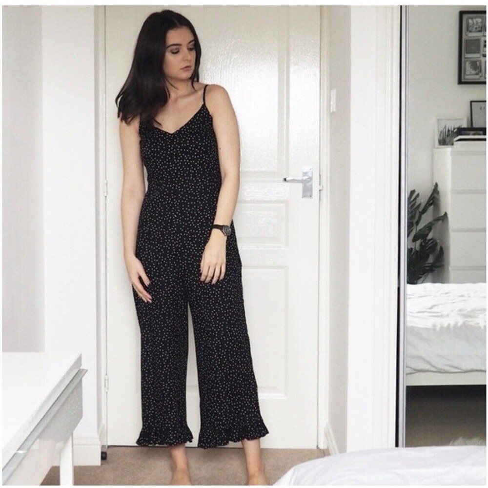 SEEK THE LABEL BLACK POLKA DOT JUMPSUIT WOMENS SIZE M